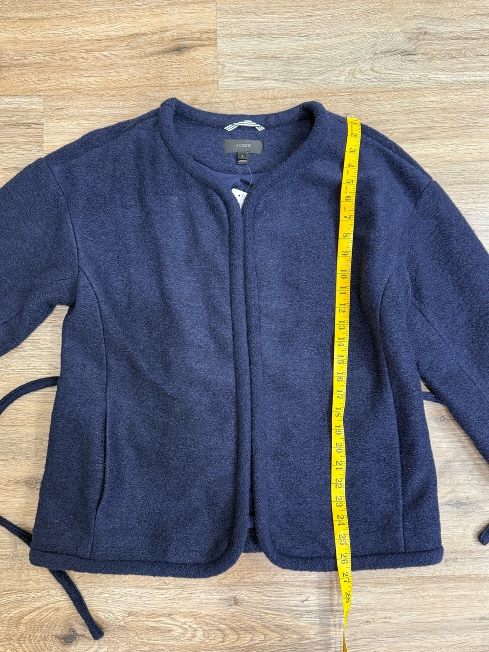 NWT J.Crew Navy Wool Blend Tie Waist Jacket Coat Size S - Picture 7 of 9